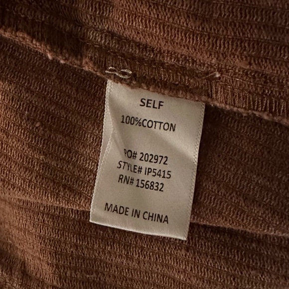 134. Bibi Distressed Latte Brown Oversized Corduroy Crop Jacket - Picture 5 of 9